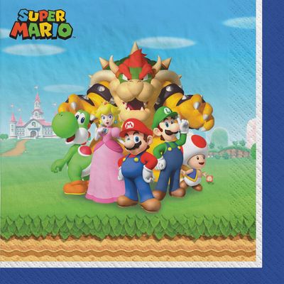 Super Mario Bros. Paper Lunch Napkins, 6.5in, 16ct