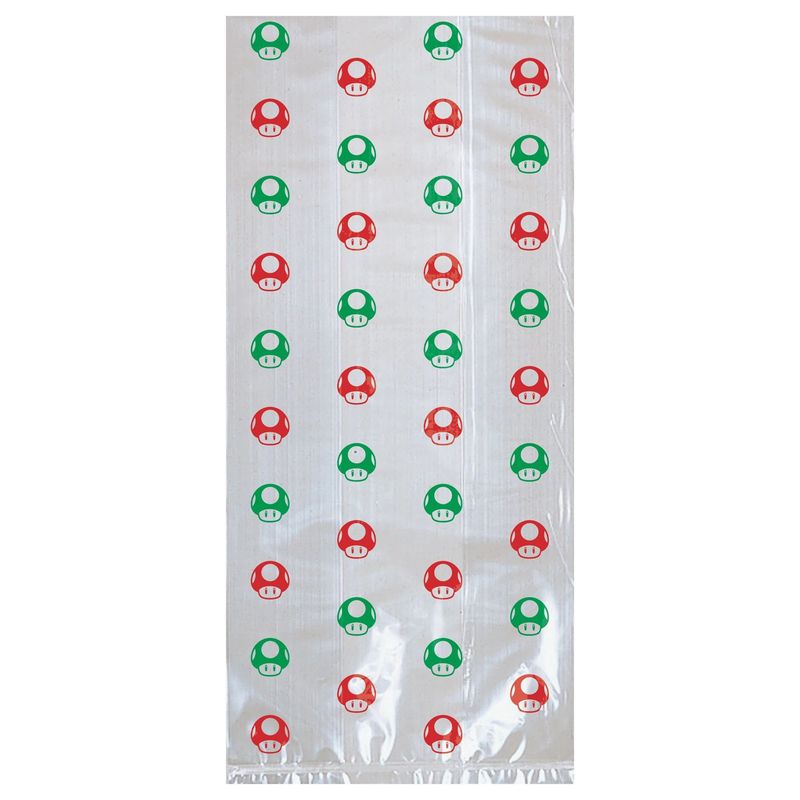 Super Mushroom Treat Bags, 4in x 9.5in, 16ct - Super Mario