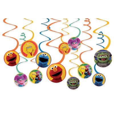 Everyday Sesame Street Cardstock Swirl Decorations, 12ct