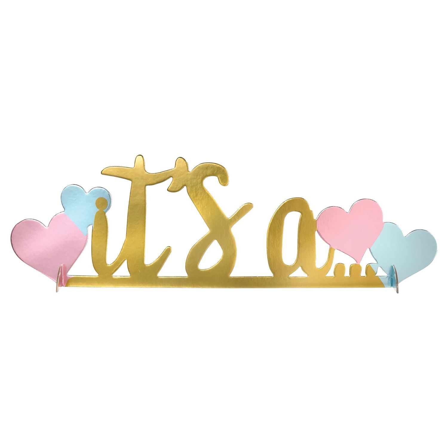 Metallic It&#39;s A... Gender Reveal Cardstock Centerpiece, 14in x 4.3in - The Big Reveal