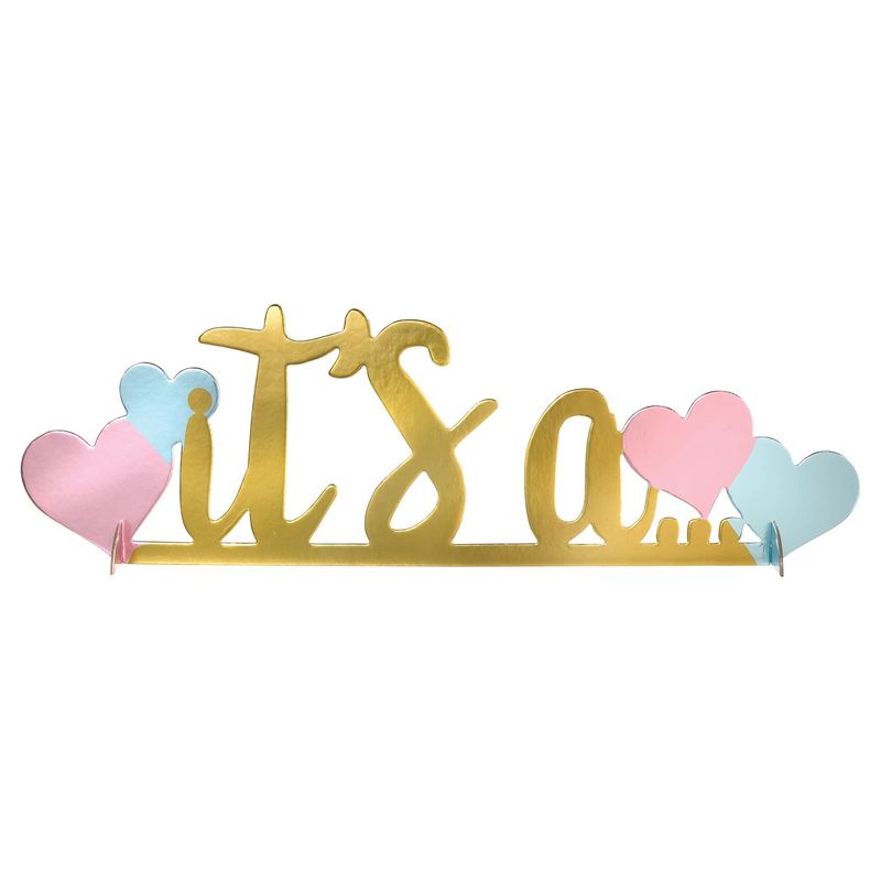 Metallic It&#39;s A... Gender Reveal Cardstock Centerpiece, 14in x 4.3in - The Big Reveal