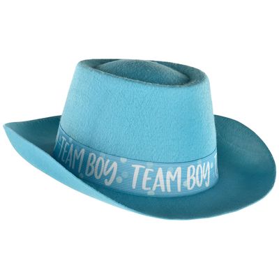 Blue Team Boy Gender Reveal Felt Cowboy Hat - The Big Reveal