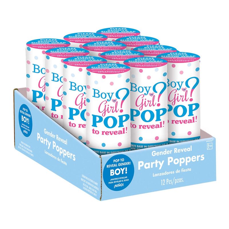Blue Confetti Boy Poppers 12CT