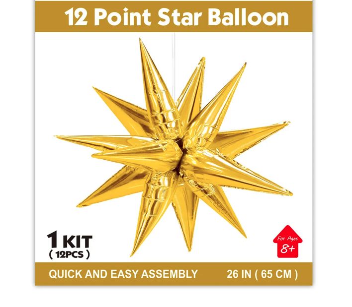 26&quot; point star foil balloon, Color: GOLD