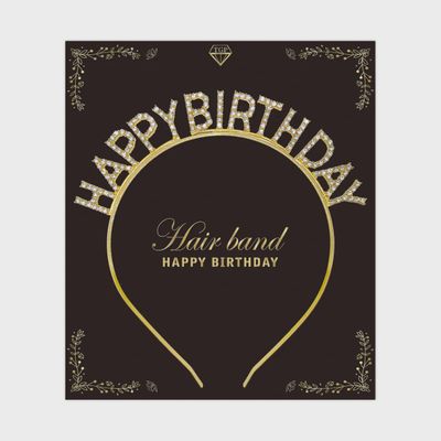 &quot;HAPPY BIRTHDAY&quot; headband gold  with crystal