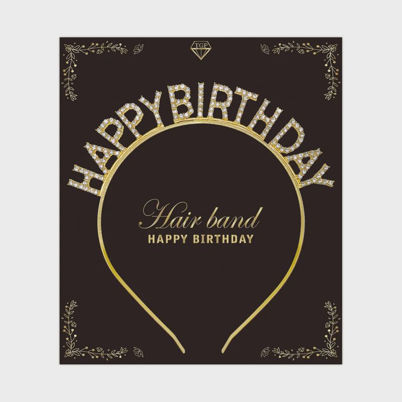 &quot;HAPPY BIRTHDAY&quot; headband gold  with crystal