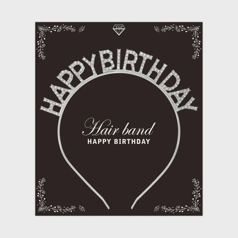 &quot;HAPPY BIRTHDAY&quot; HEADBAND WITH CRYSTAL SILVER