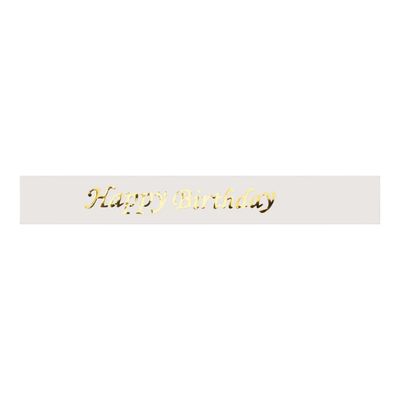 WHITE SATIN HAPPY BIRTHDAY SASH