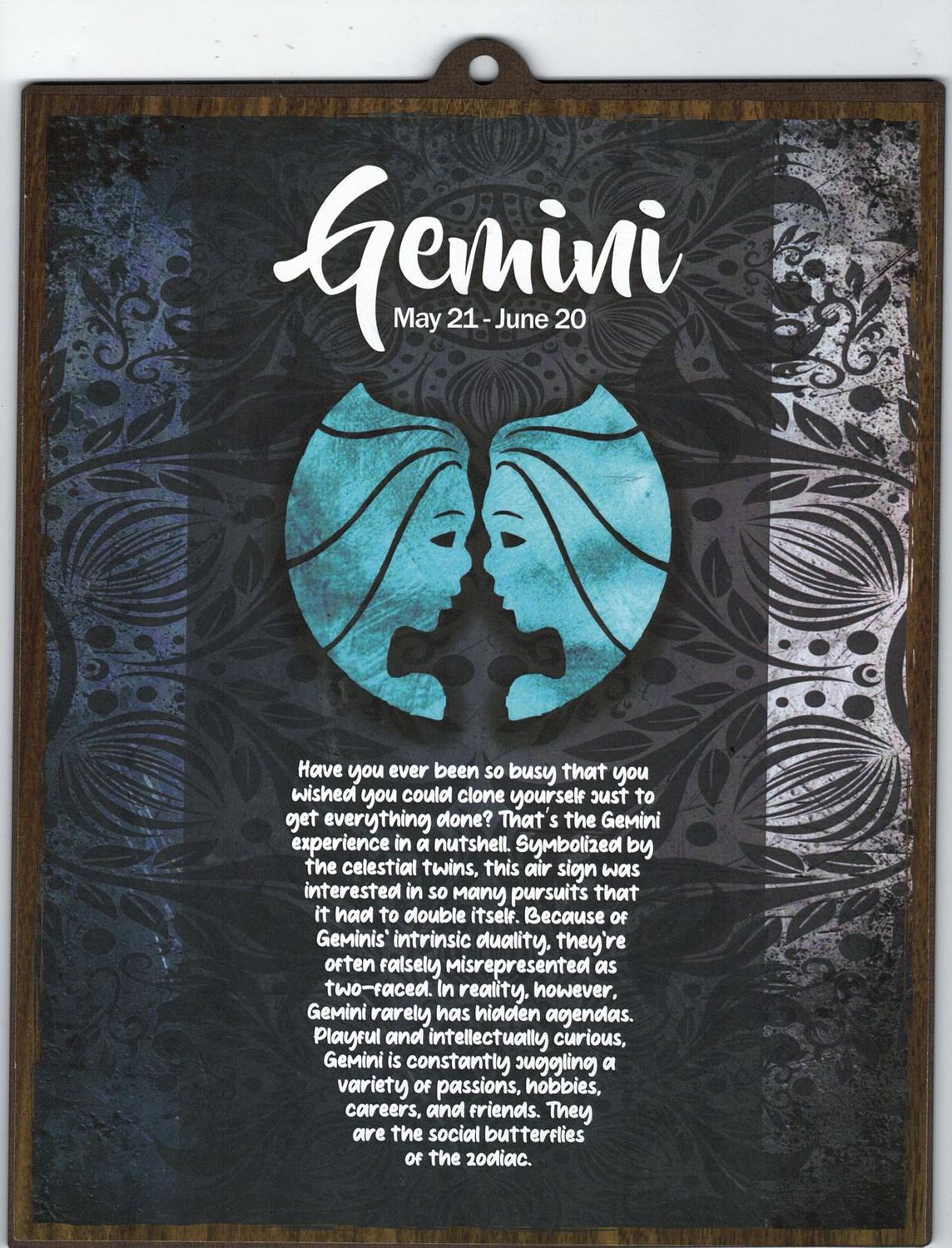 GEMINI WOOD SIGN 8&quot; X 10&quot;