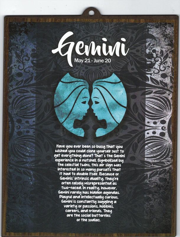 GEMINI WOOD SIGN 8&quot; X 10&quot;