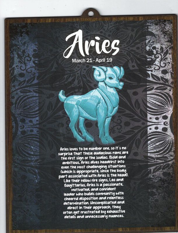 ARIES  WOOD SIGN 8&quot; X 10&quot;