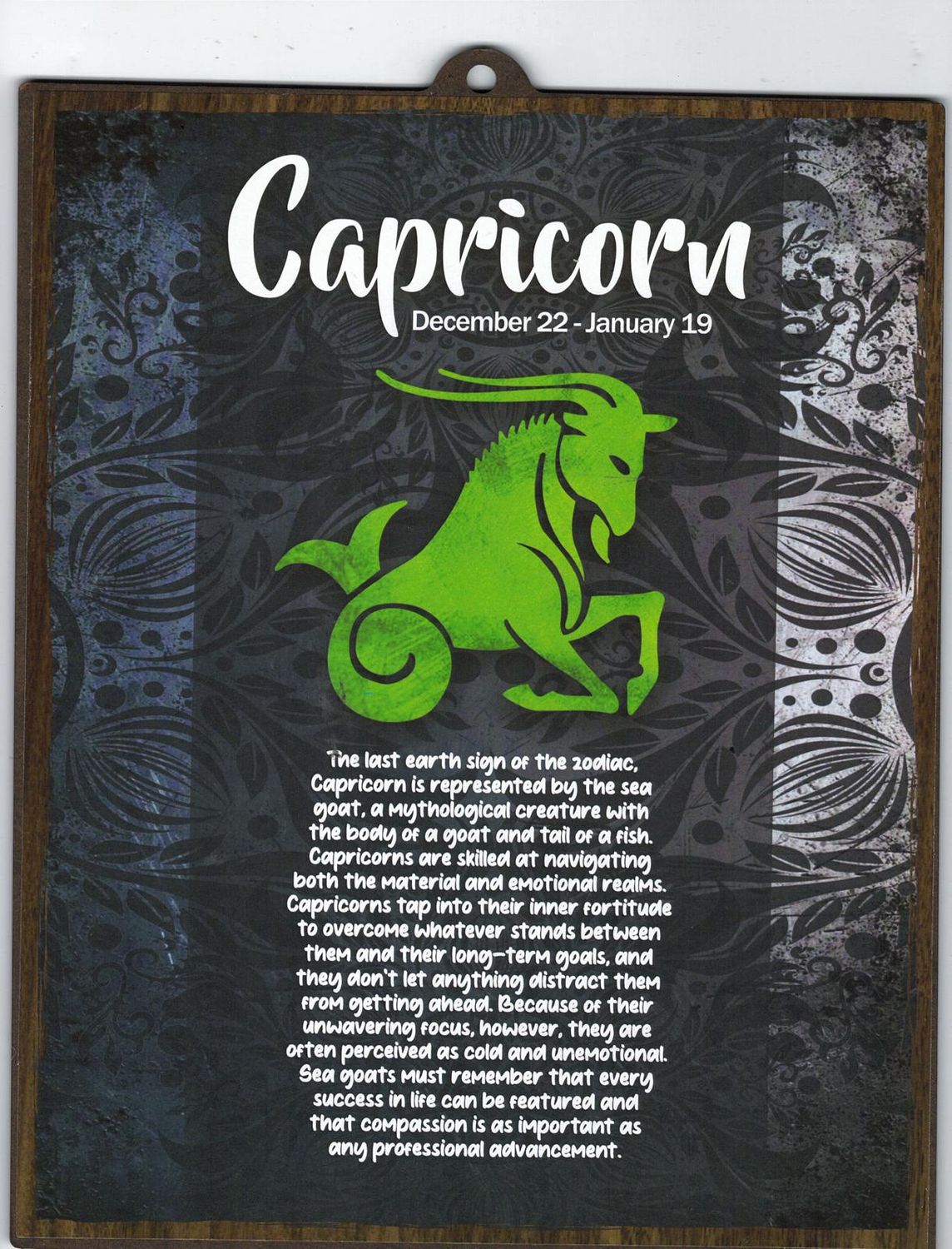CAPRICORN WOOD SIGN 8&quot; X 10&quot;