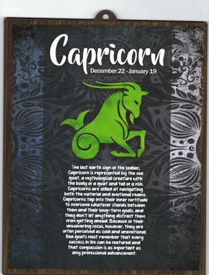 CAPRICORN WOOD SIGN 8&quot; X 10&quot;
