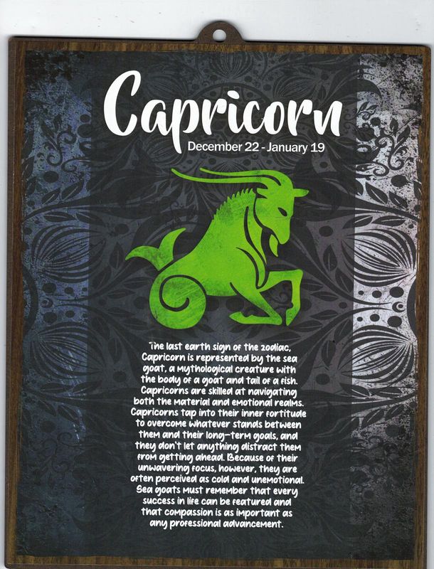 CAPRICORN WOOD SIGN 8&quot; X 10&quot;