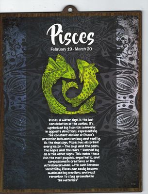 PISCES WOOD SIGN 8&quot; X 10&quot;