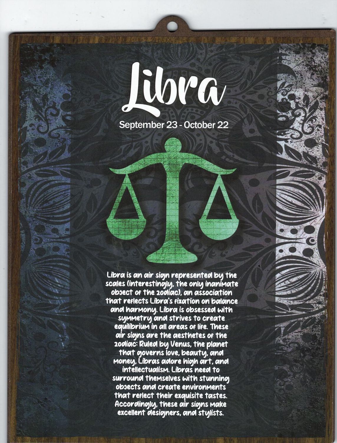 LIBRA WOOD SIGN 8&quot; X 10&quot;