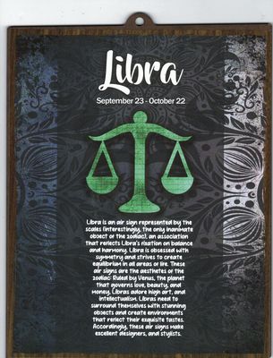 LIBRA WOOD SIGN 8&quot; X 10&quot;