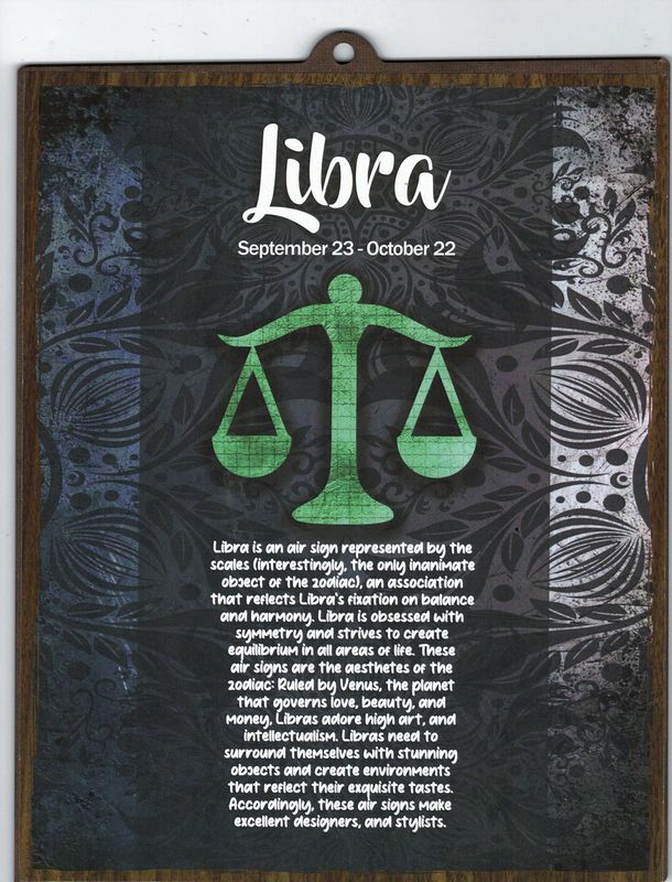 LIBRA WOOD SIGN 8&quot; X 10&quot;