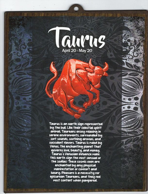 TAURUS  WOOD SIGN 8&quot; X 10&quot;