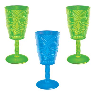 Tiki Plastic Wine Glass 14oz