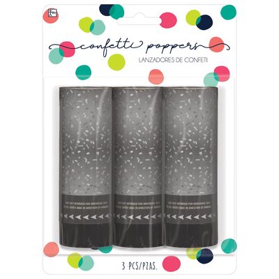 Silver Confetti Poppers, 4&quot;