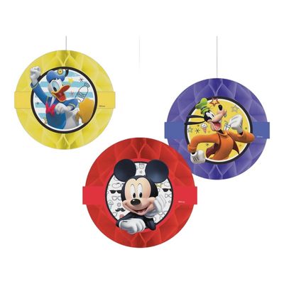 Mickey Roadsters Honeycomb Decorations 3ct
