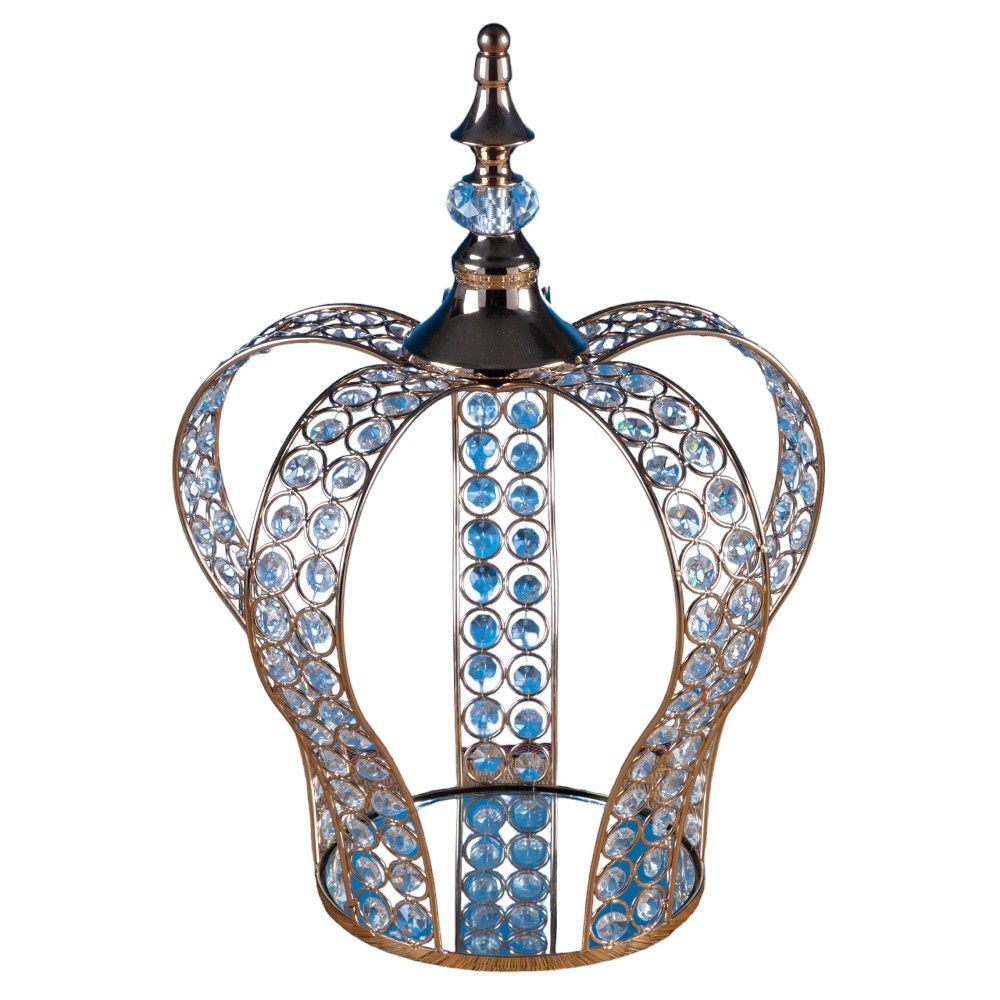 METAL &amp; CRYSTAL CROWN CENTERPIECE, 1PCS/BOX    13&quot;Hx16&quot;W, Color: GOLD