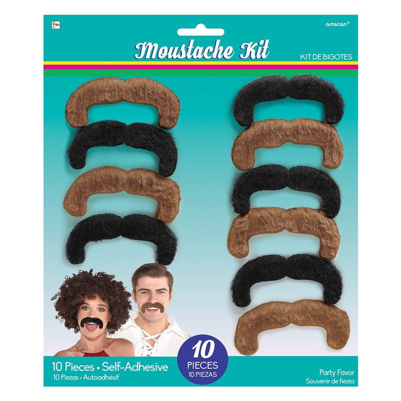 Black &amp; Blond 70s Moustaches 10ct