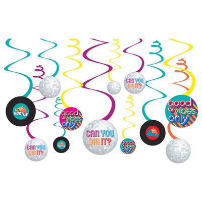 Good Vibes 70s Swirl Decorations 12ct