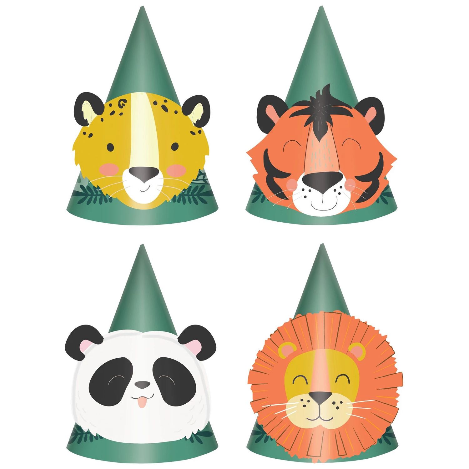 Get Wild Jungle Cardstock Party Hats, 6.4in, 8ct