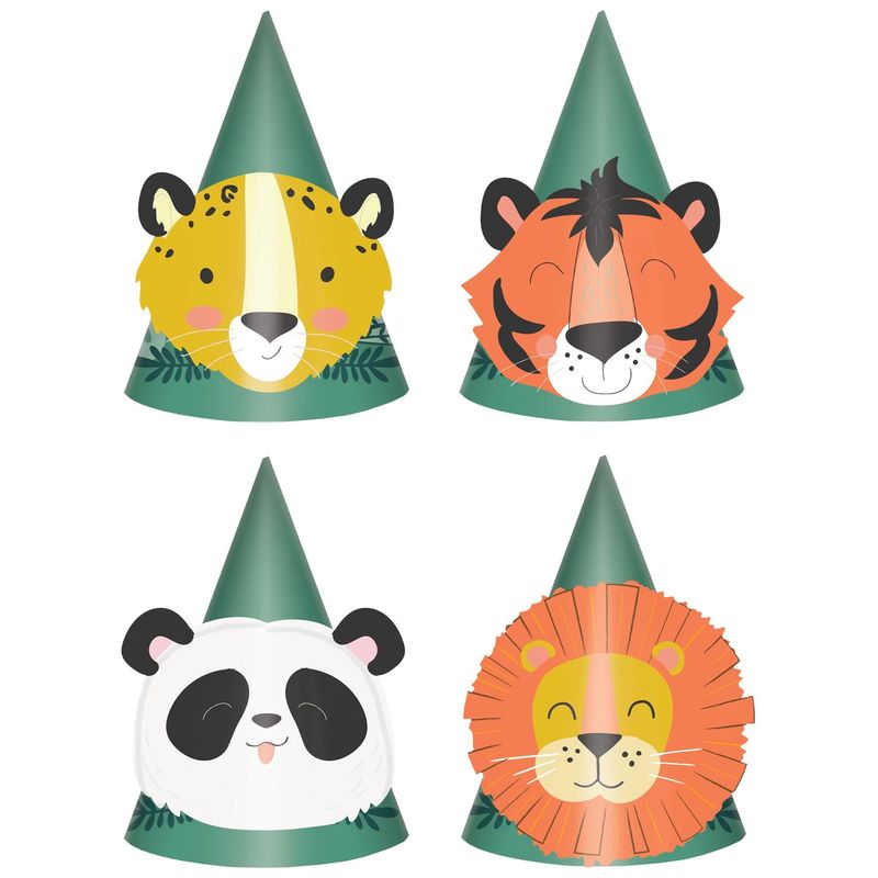 Get Wild Jungle Cardstock Party Hats, 6.4in, 8ct