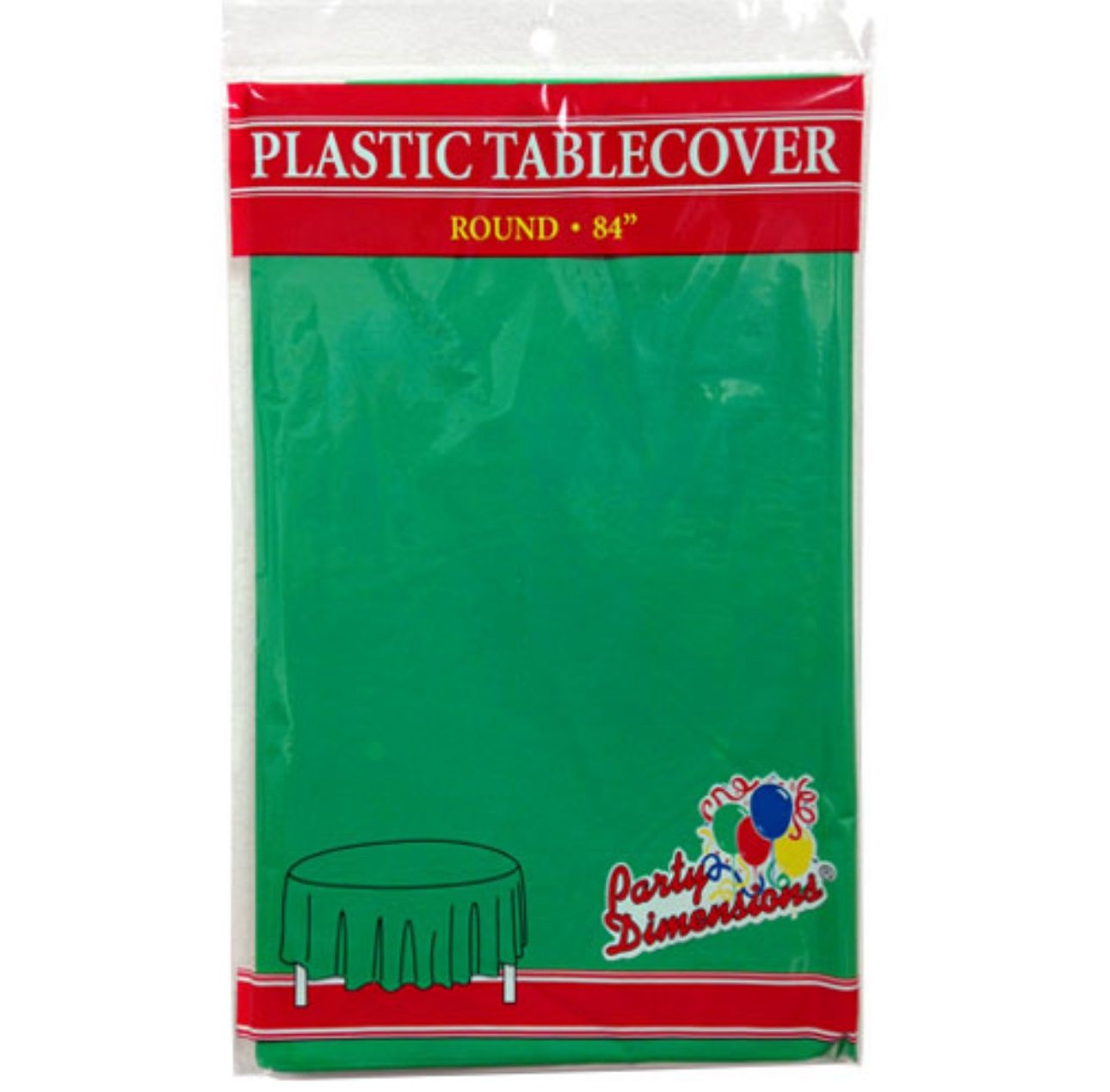Round plastic tablecover 84&quot;, Color: Green
