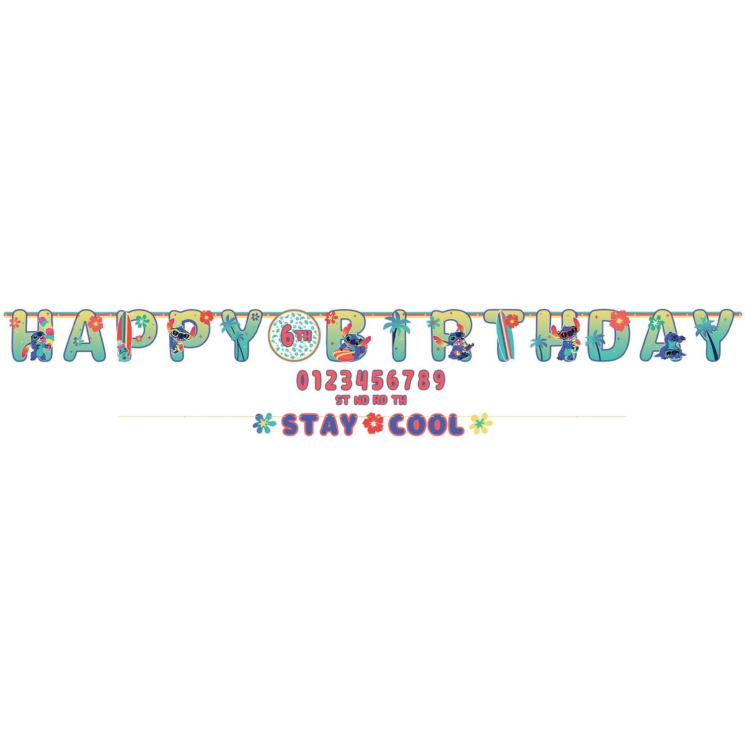 Stitch Aloha Add an Age Cardstock Birthday Banner Kit, 10.5ft - Disney Lilo &amp; Stitch