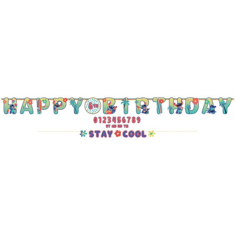 Stitch Aloha Add an Age Cardstock Birthday Banner Kit, 10.5ft - Disney Lilo &amp; Stitch