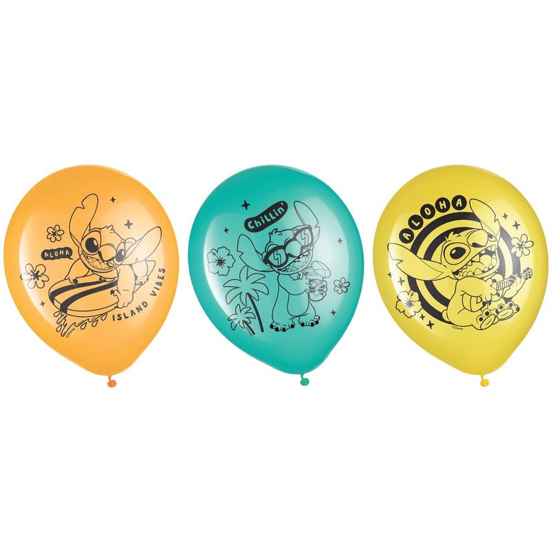 6ct, 12in, Stitch Aloha Latex Balloons - Disney Lilo &amp; Stitch