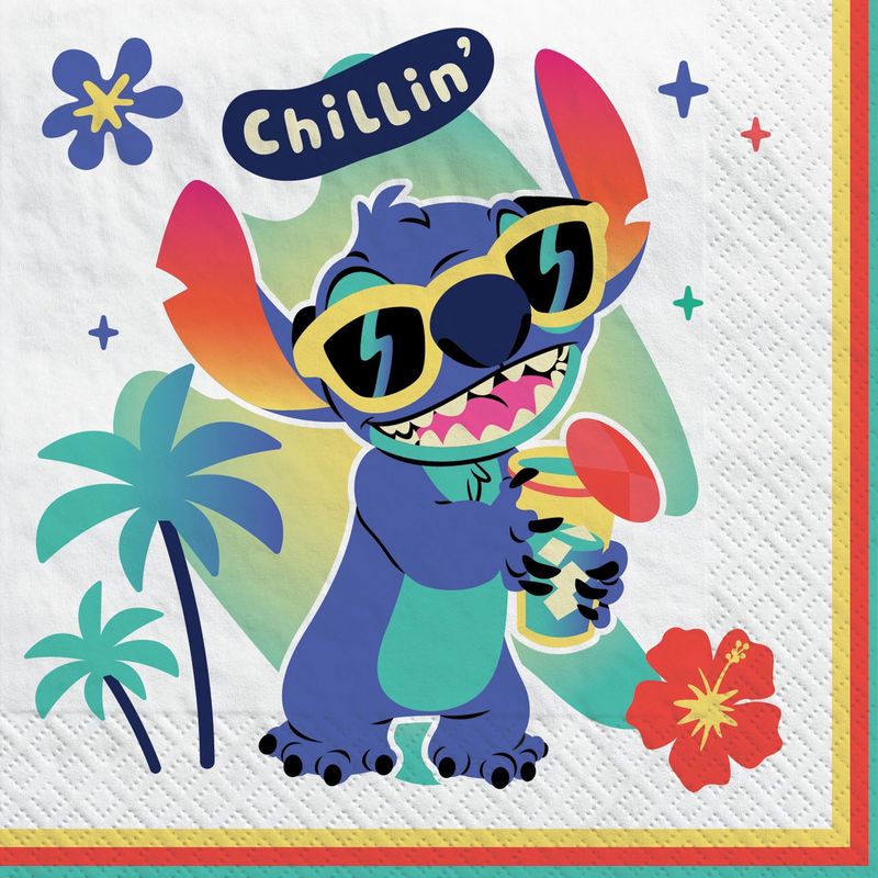 Stitch Aloha Beverage Napkins, 5in, 16ct - Disney Lilo &amp; Stitch