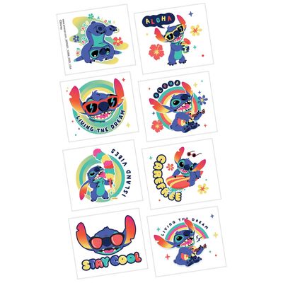 Stitch Aloha Temporary Tattoos, 1 Sheet, 8 Tattoos - Disney Lilo &amp; Stitch