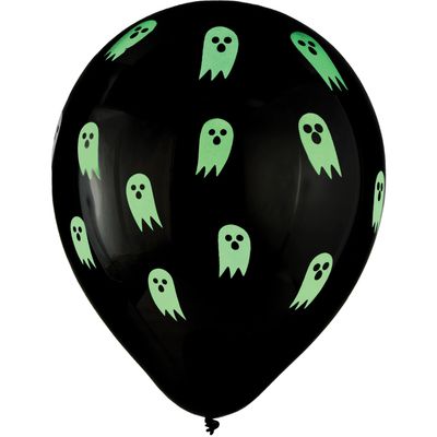 15ct, 12in, Glow-in-the-Dark Ghost Latex Balloons(Un-inflated)