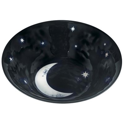 Classic Black &amp; White Moon Textured Melamine Serving Bowl, 80oz