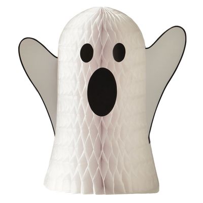 Family Friendly Ghost Honeycomb Tissue Paper Centerpiece, 12.6in x 13.5in
