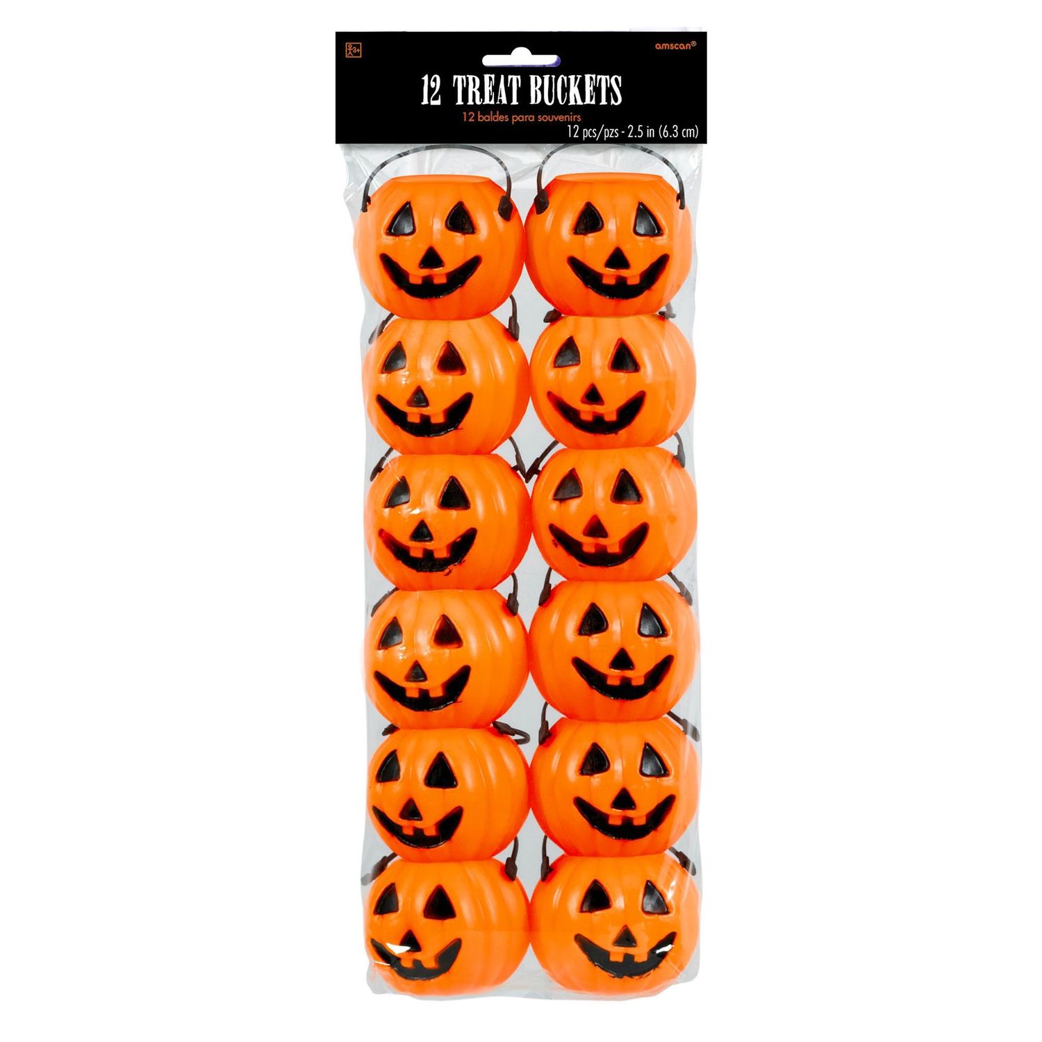Mini Pumpkin Trick or Treat Candy Pails, 12ct