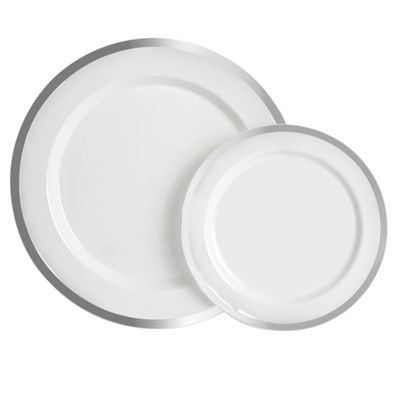 White Premium Plastic Dinnerware set with Trim 32pcs