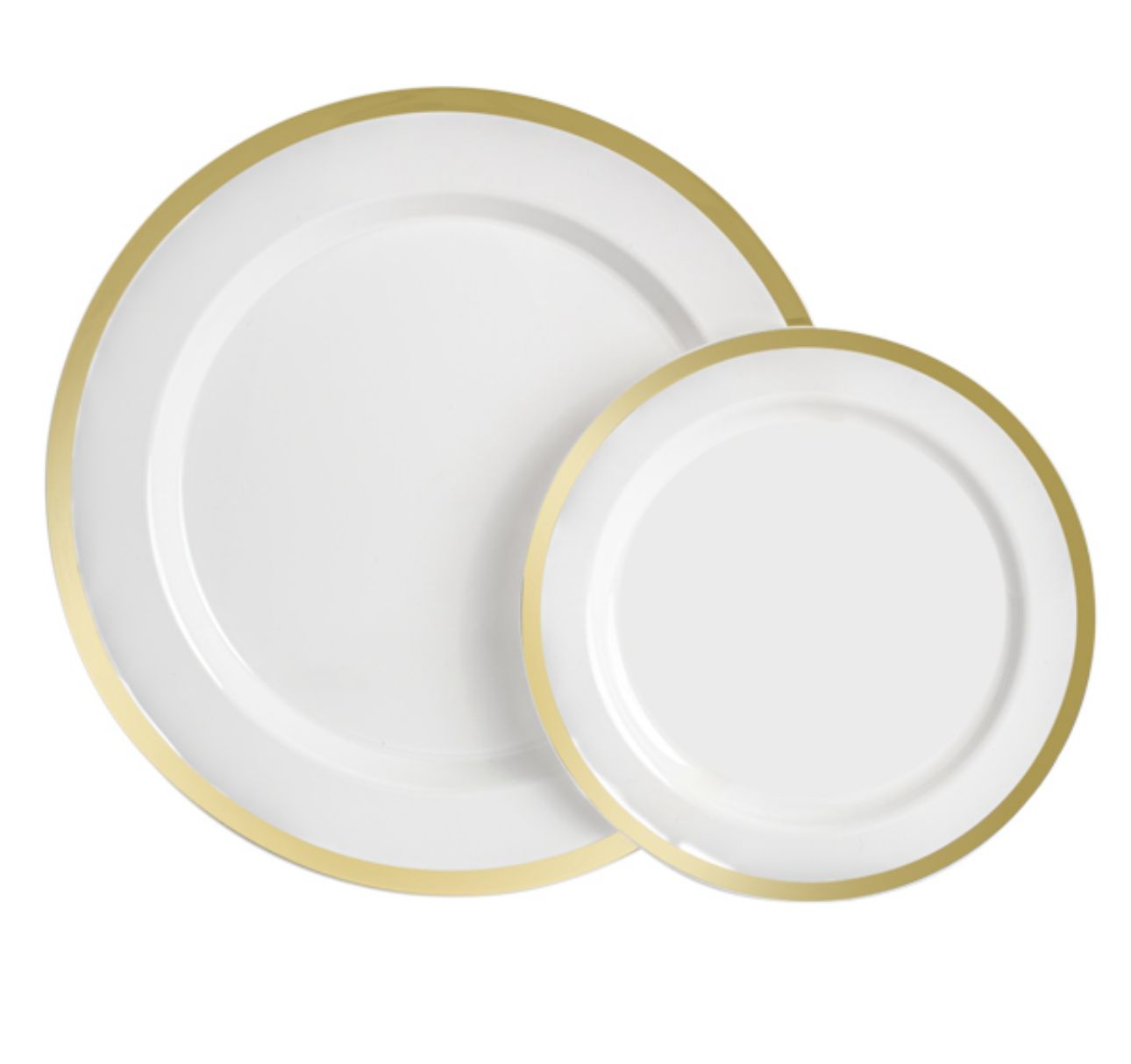 White Premium Plastic Dinnerware set with Trim 32pcs, Color: Gold