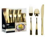 Gold Polished Plastic cutlery Combo 160ct