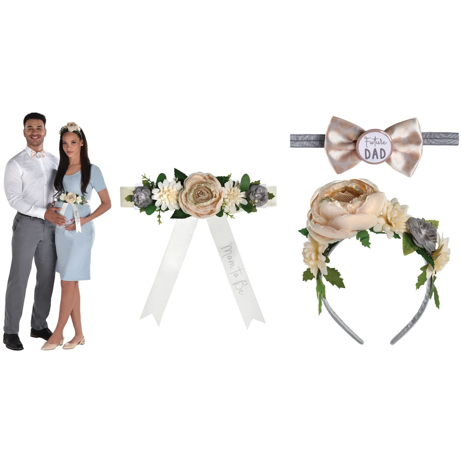 Mom &amp; Dad Soft Jungle Baby Shower Accessory Kit, 3pc