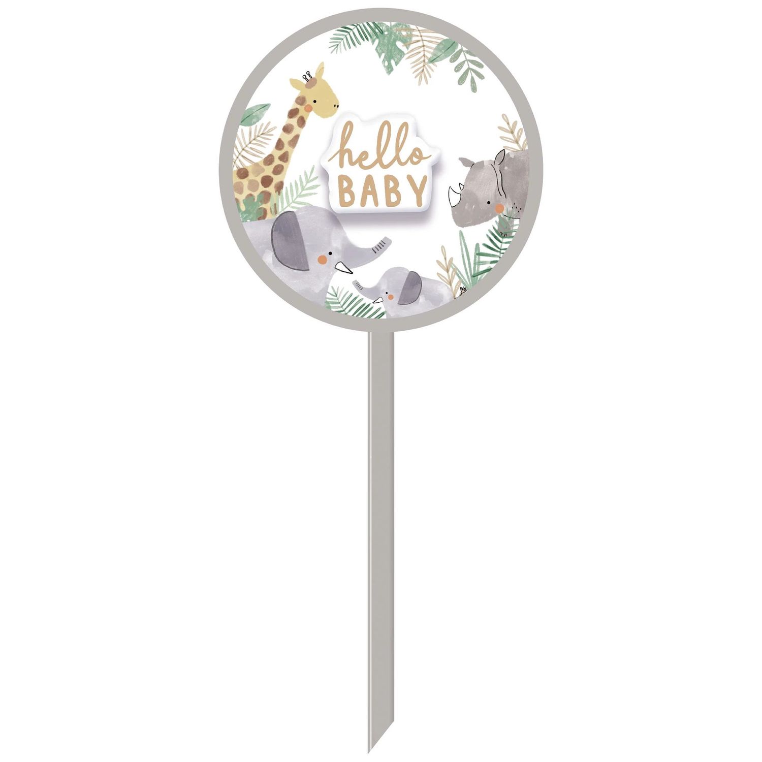 Hello Baby Soft Jungle Baby Shower MDF Yard Sign, 14in x 36in