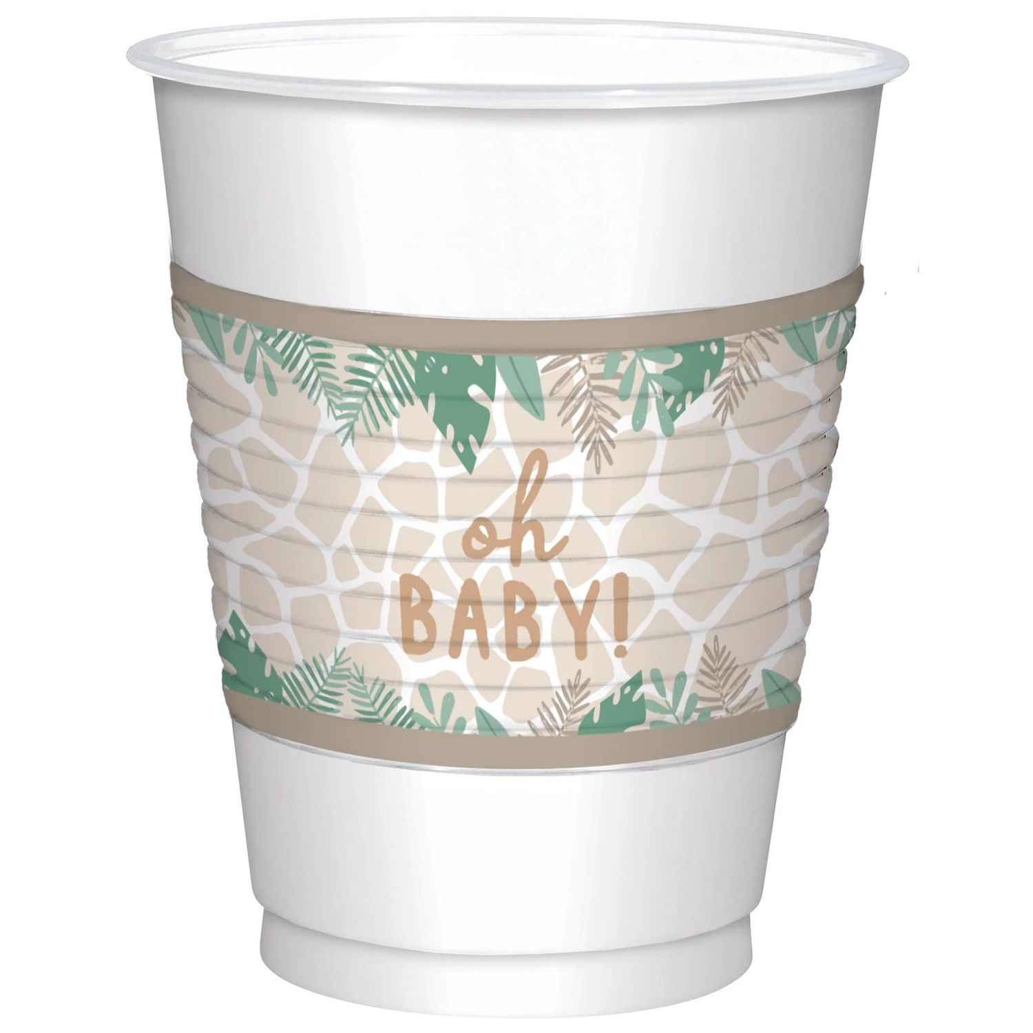 Oh Baby Soft Jungle Baby Shower Plastic Cups, 16oz, 25ct