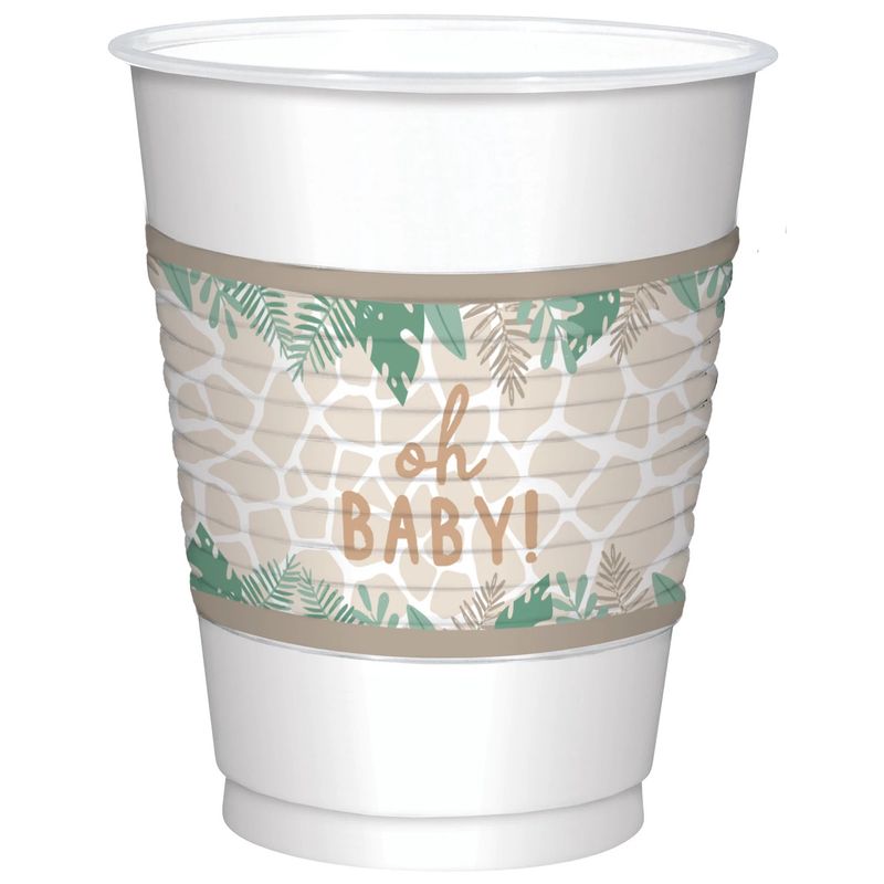 Oh Baby Soft Jungle Baby Shower Plastic Cups, 16oz, 25ct