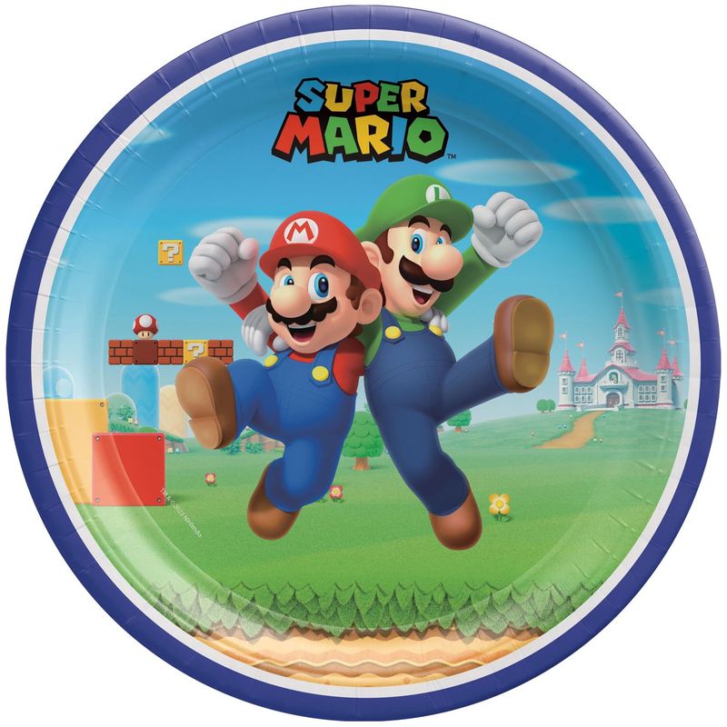 Super Mario Bros. Paper Lunch Plates, 9in, 8ct