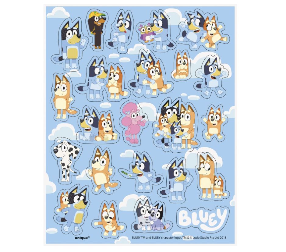 Bluey Sticker Sheet Favors  4ct